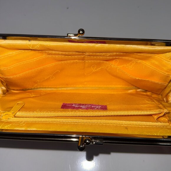 Vera Bradley Wallet Paisley Floral Fabric Snap Closure Yellow Pink Canvas - Picture 6 of 7